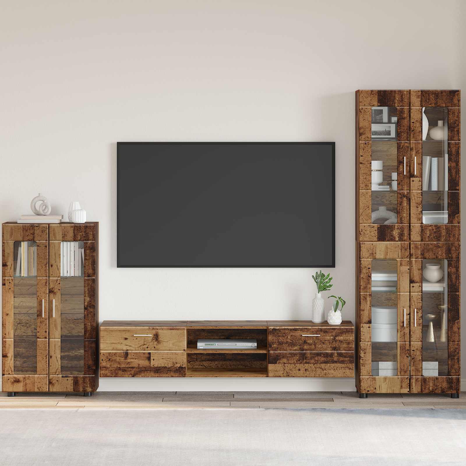Highboard mit Regal FLORIN Weiß 60 x 35 x 182 cm Holzwerkstoff