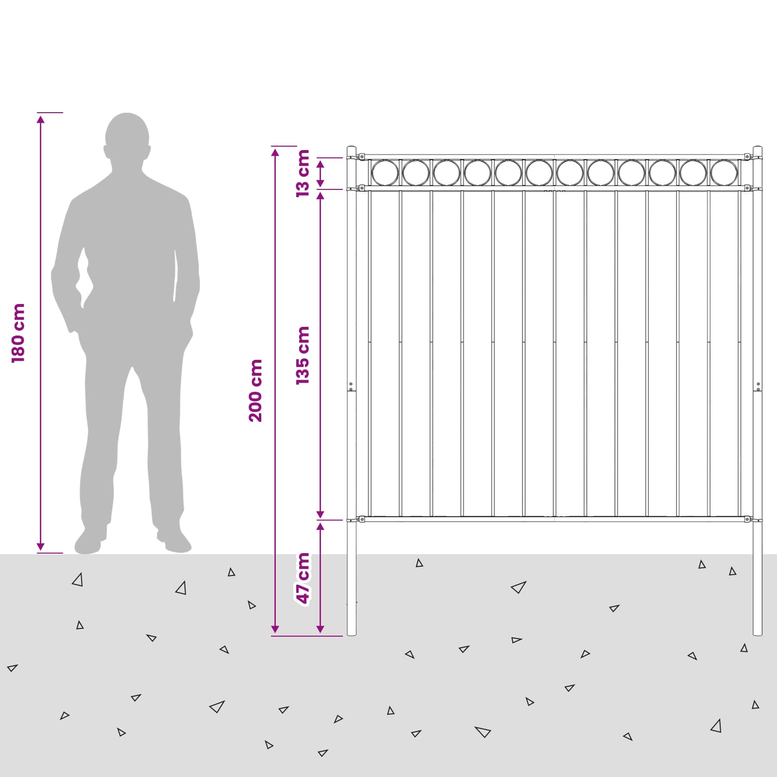 Gartenzaun ASSEN Stahl 1,7 x 0,8 m Schwarz