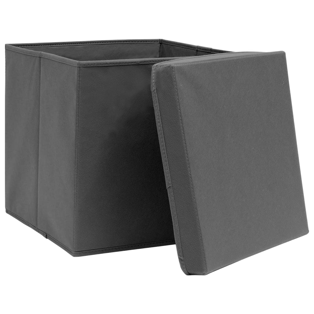 Aufbewahrungsboxen mit Deckeln 10 Stk. 28x28x28 cm Schwarz