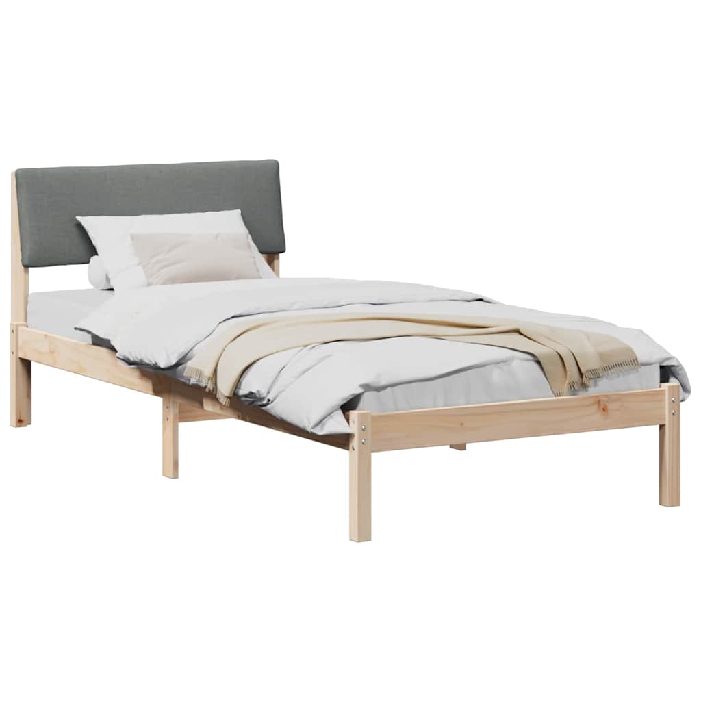 Bettgestell Braun und hellgrau 200 x 200 cm Massivholz Kiefer