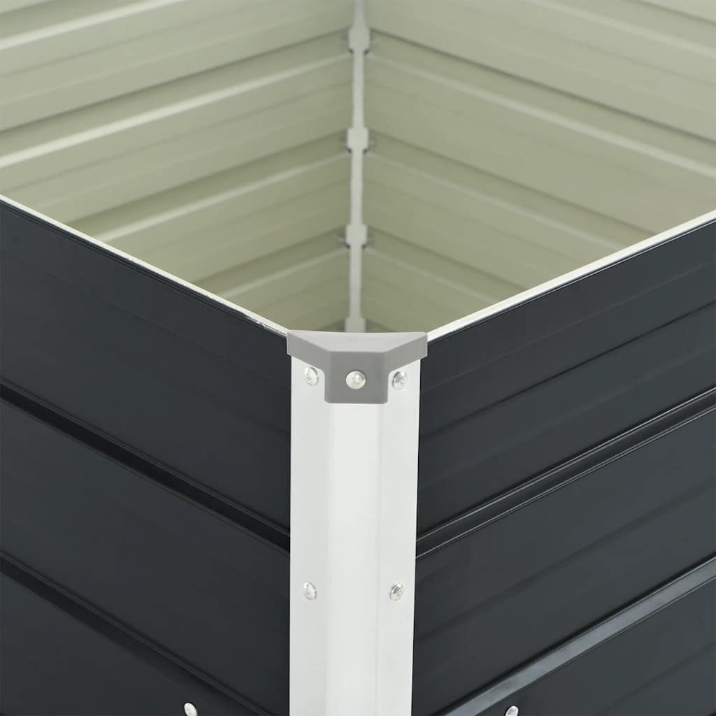 Hochbeet 100 x 100 x 77 cm Verzinkter Stahl Grau