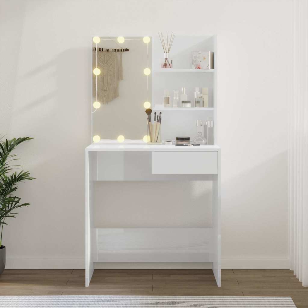 Schminktisch mit LED Weiß 74,5x40x141 cm