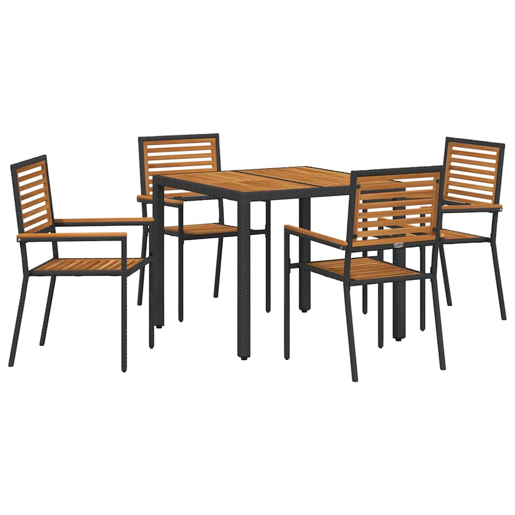 Garten Essgruppe 3 pcs Schwarz und Braun Poly-Rattan