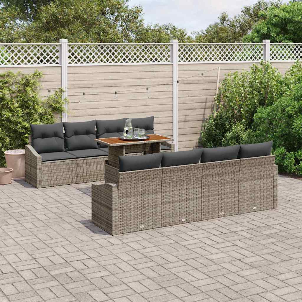 Garten Essgruppe mit Kissen 9 pcs Schwarz und Creme
