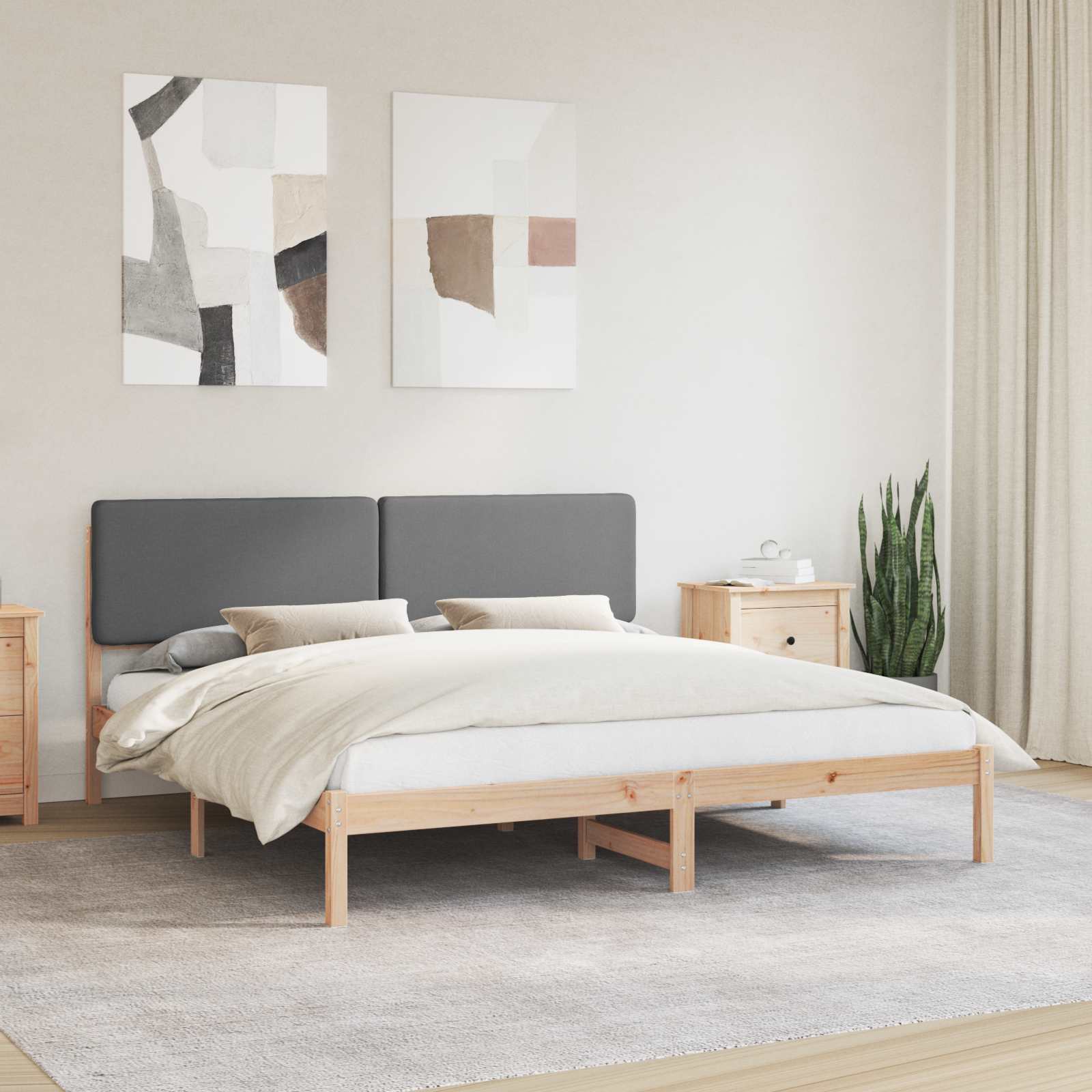 Bettgestell mit gepolstertem Kopfteil Hellgrau 200 x 200 cm