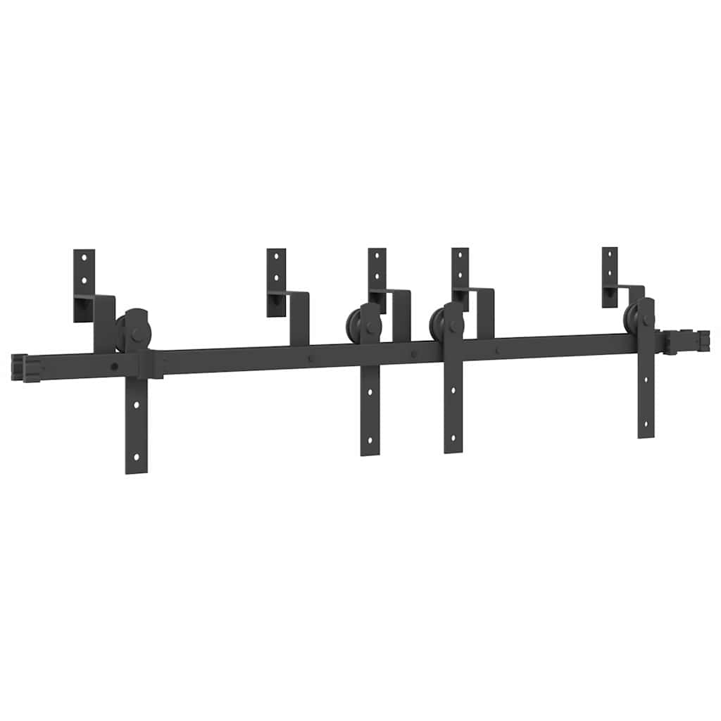 Schiebetürbeschlag-Set 183 cm Stahl Schwarz