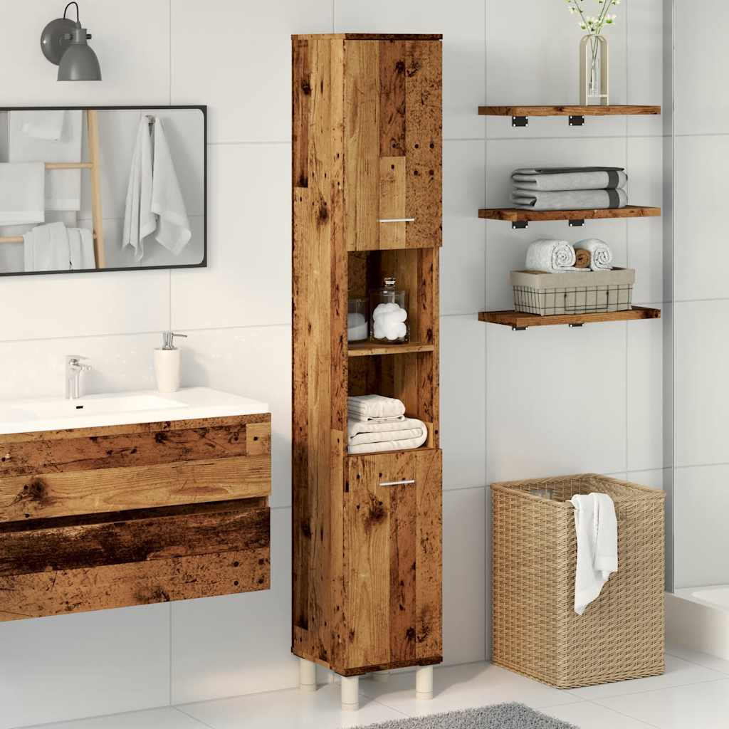 Badezimmerschrank Weiß 30x30x179 cm Holzwerkstoff