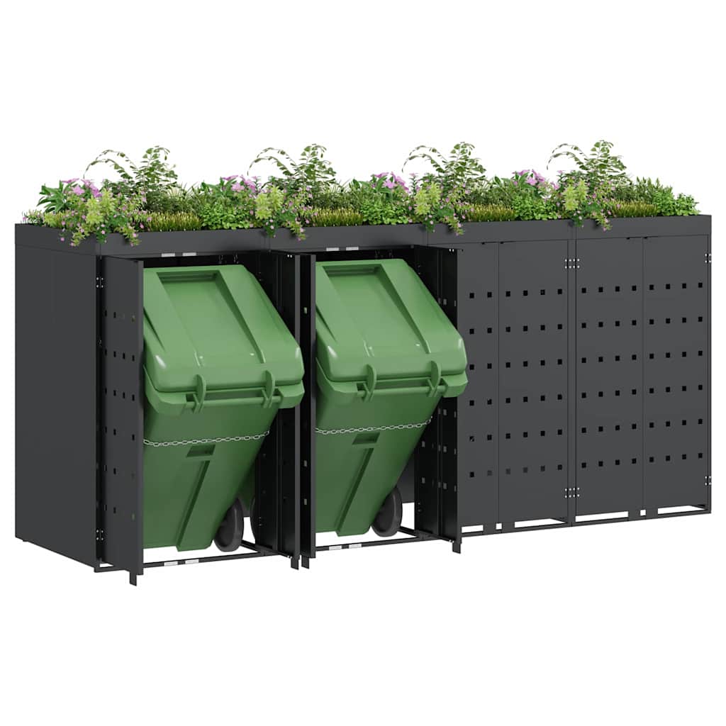 Mülltonnenbox für 2 Tonnen Schwarz 138x79x117 cm Stahl