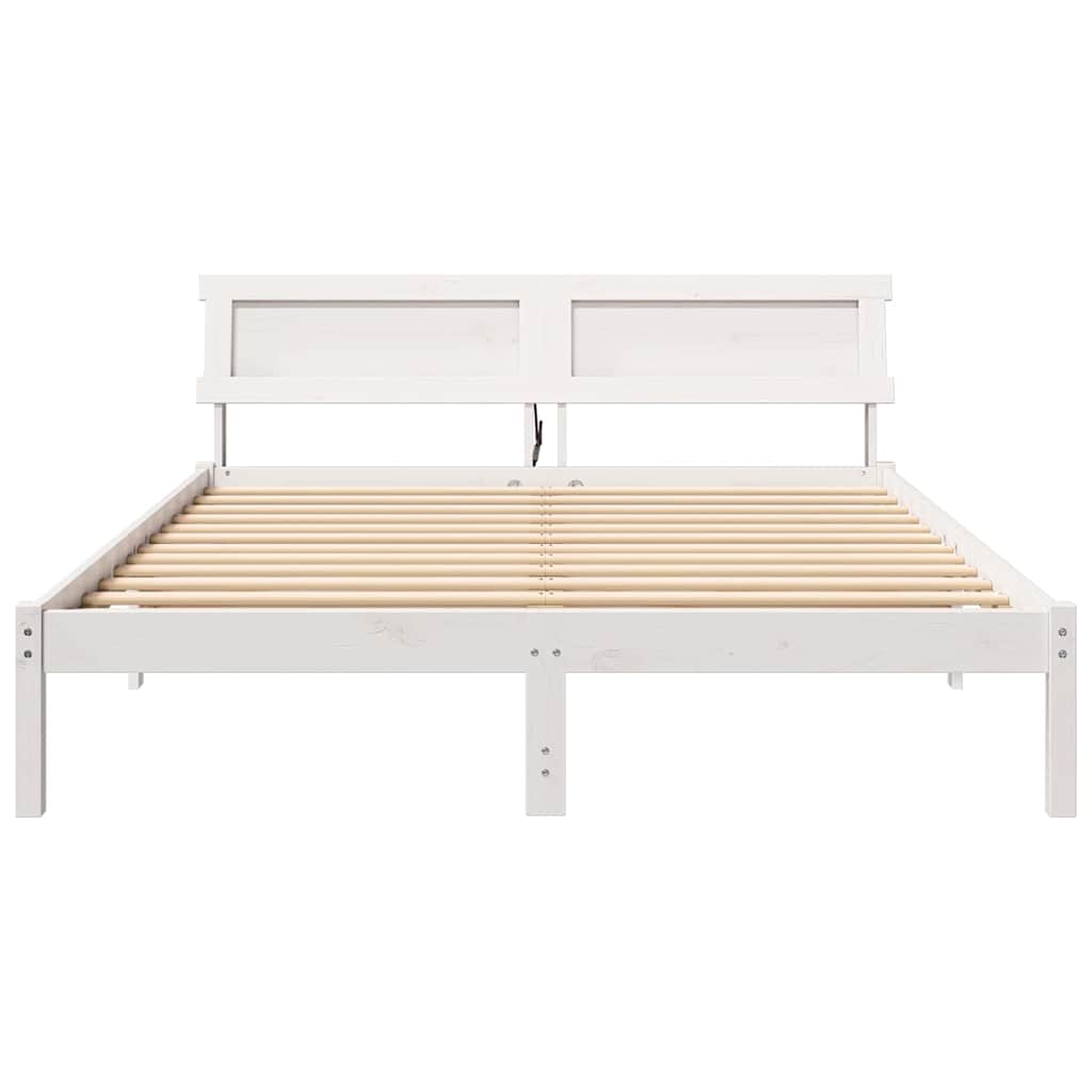 Bettgestell mit Kopfteil Braun 200 x 200 cm Massivholz Kiefer