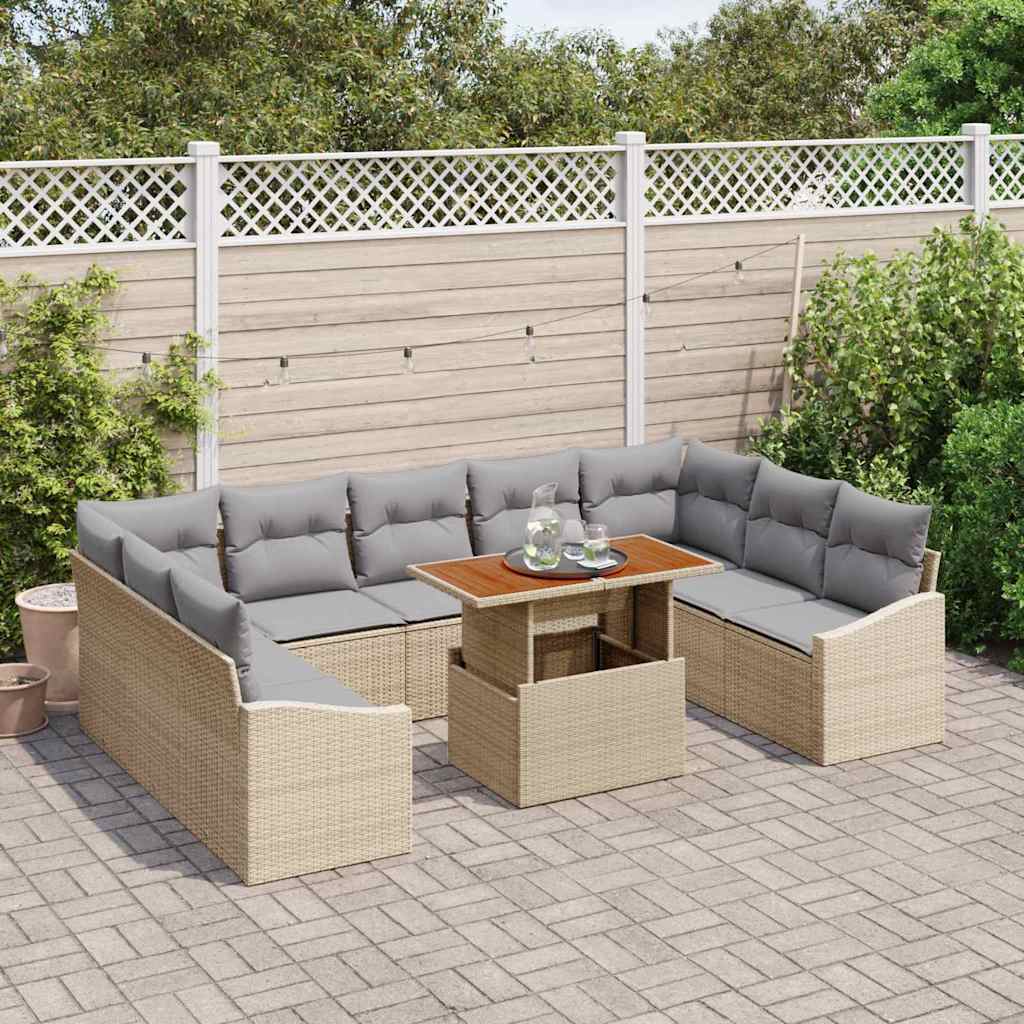 Garten Essgruppe mit Kissen 10 pcs Schwarz und Creme