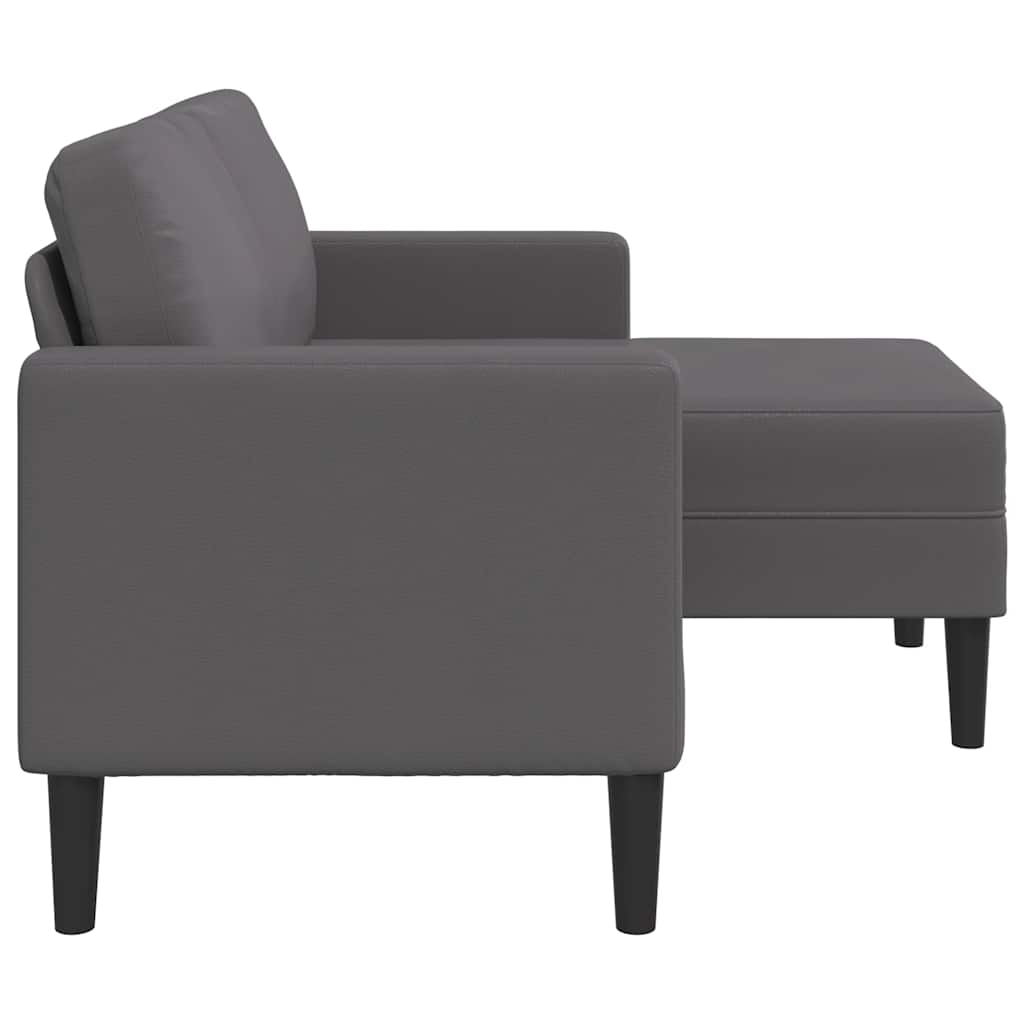 2-Sitzer-Sofa mit Chaiselongue L-förmig Schwarz 125 cm Kunstleder
