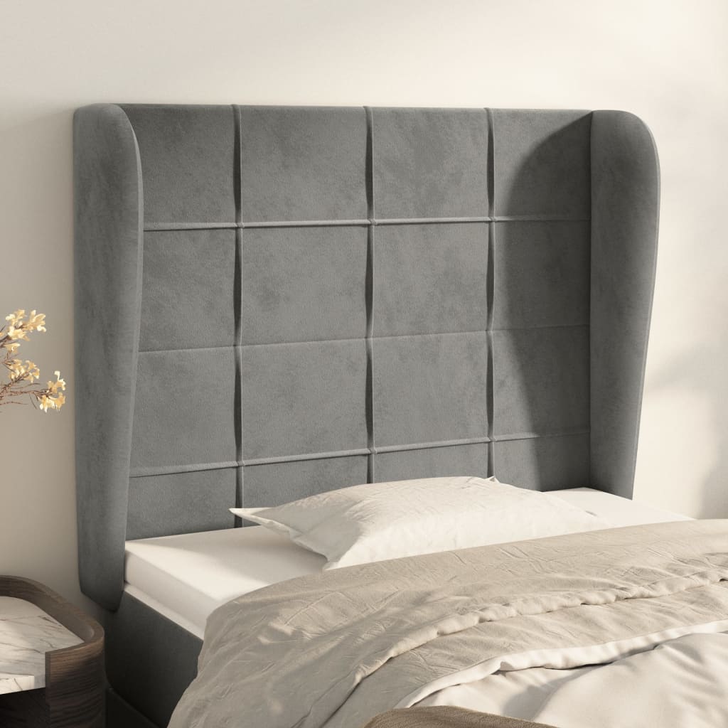 Kopfteil mit Ohren Dunkelblau 93x23x78/88 cm Samt