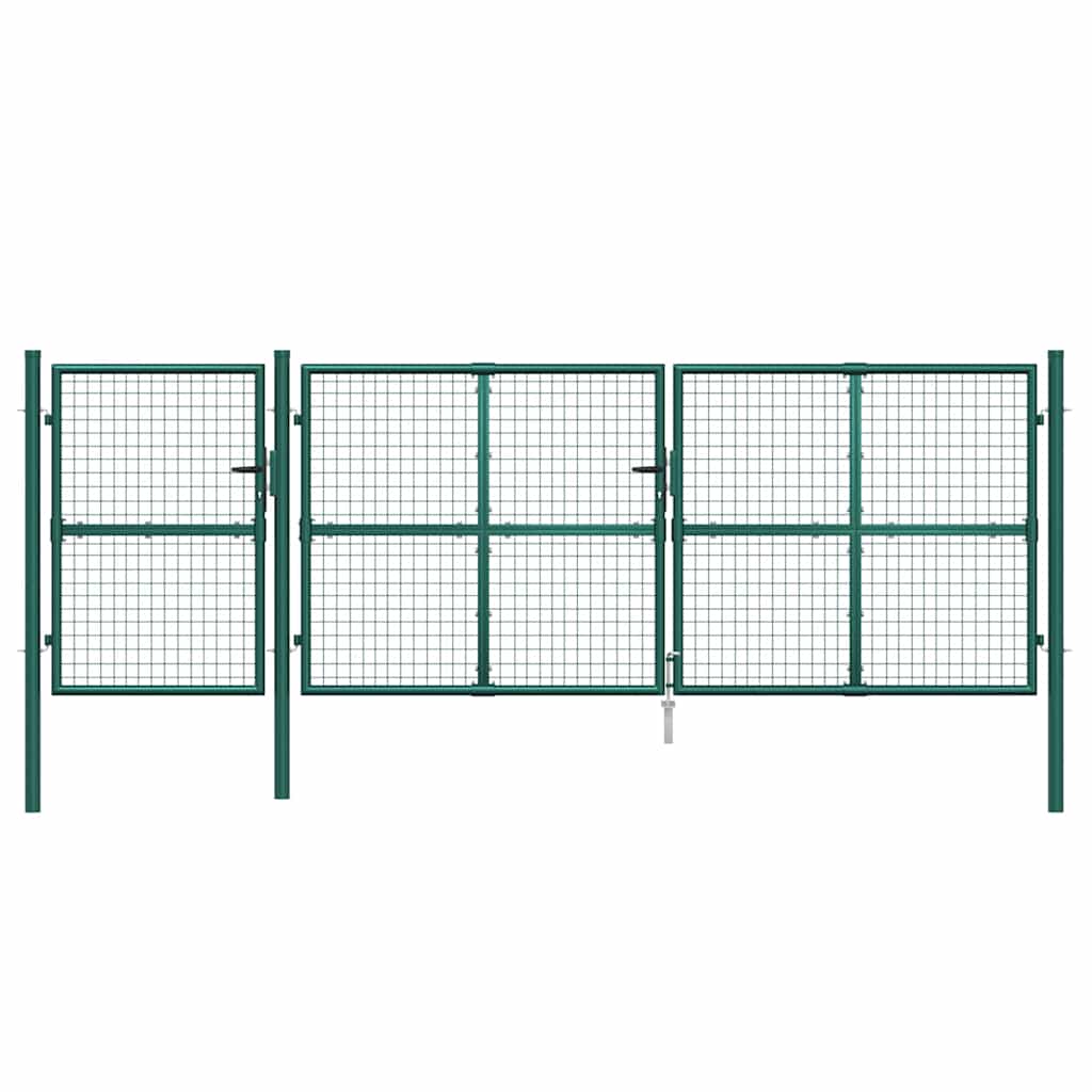 Gartentor aus Stahl 350 x 75 cm Grün