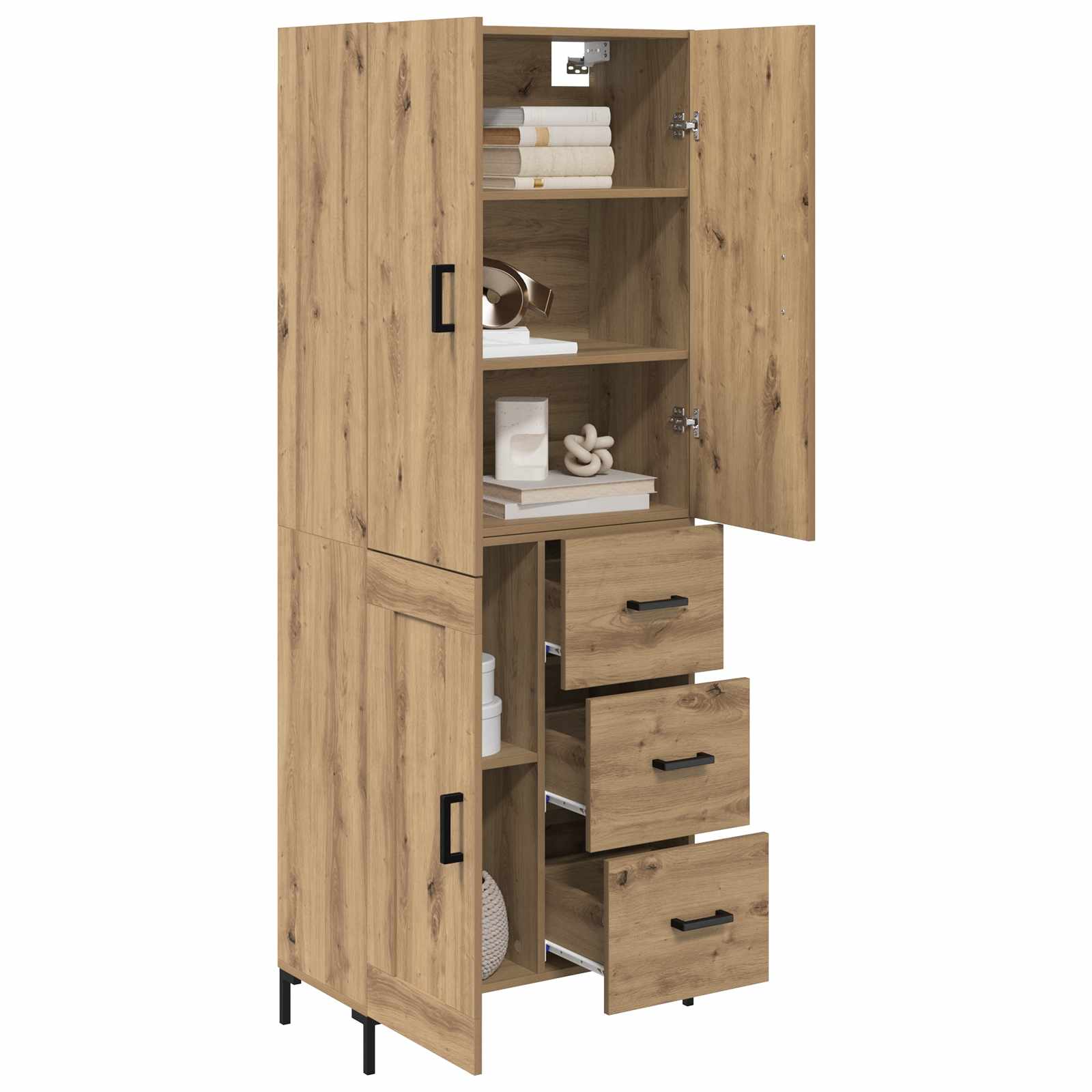 Highboard Betongrau 69,5x34x180 cm Holzwerkstoff