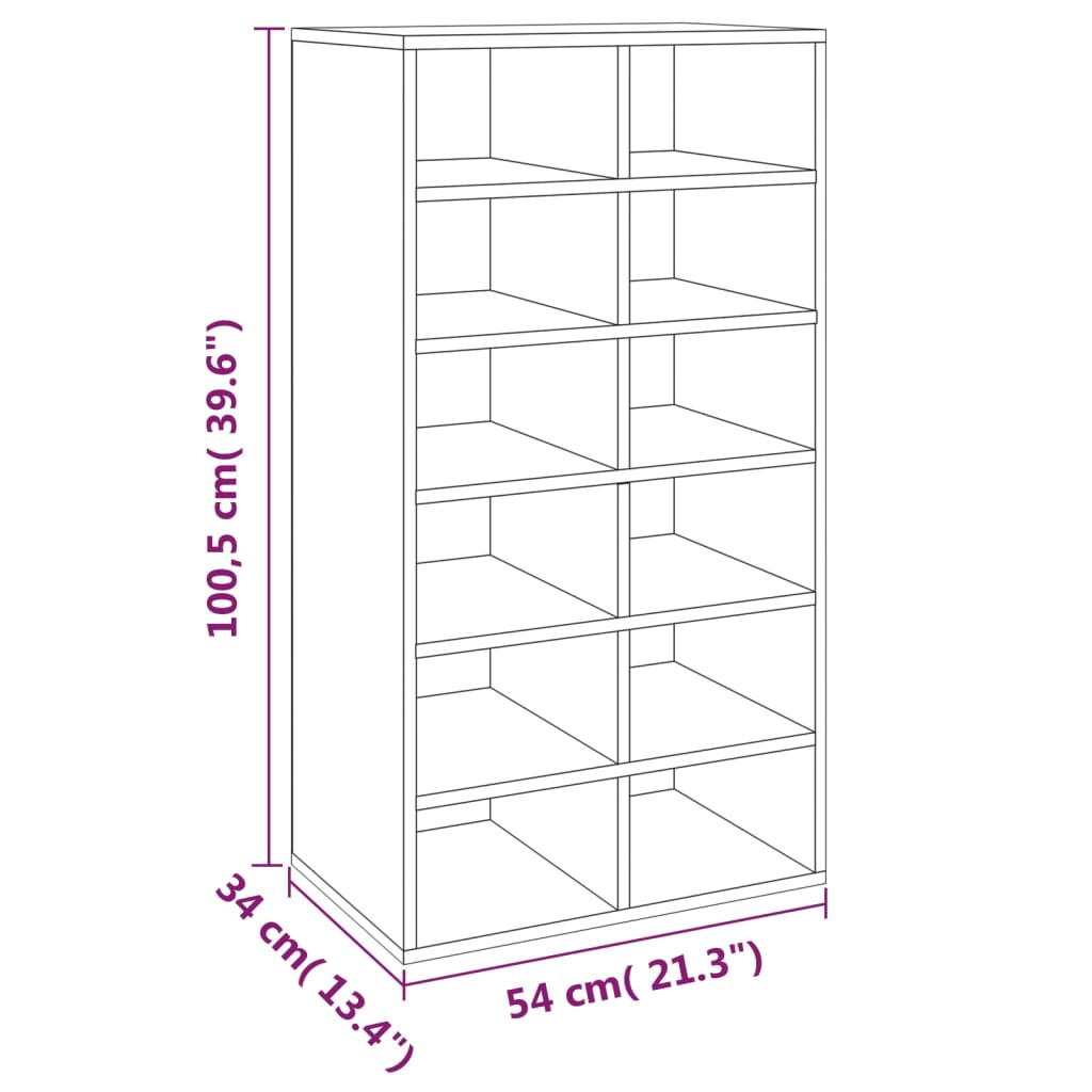 Schuhregal Weiß 54x34x100,5 cm Holzwerkstoff