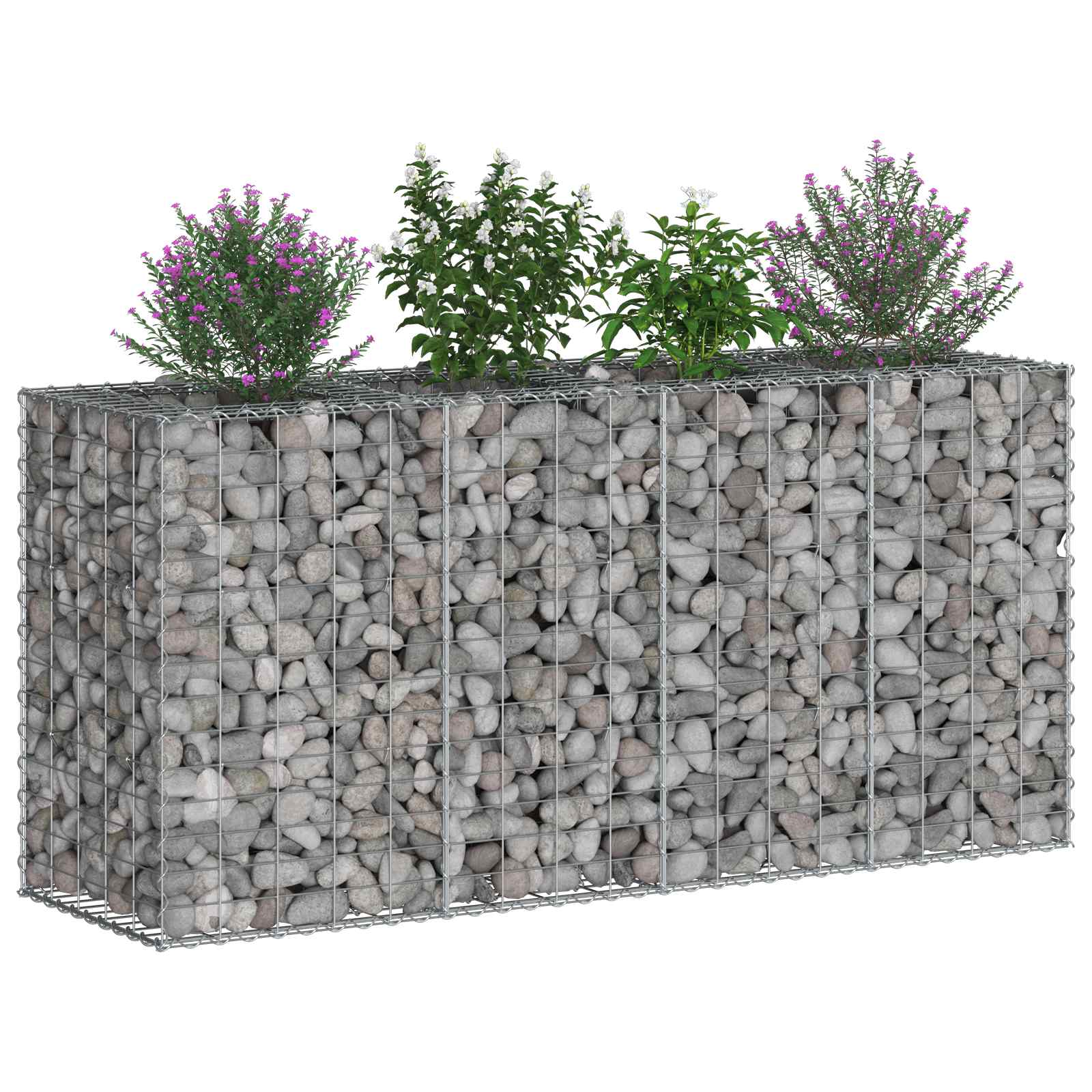 Gabionen Hochbeet 2 pcs Silber 260 x 60 x 55 cm
