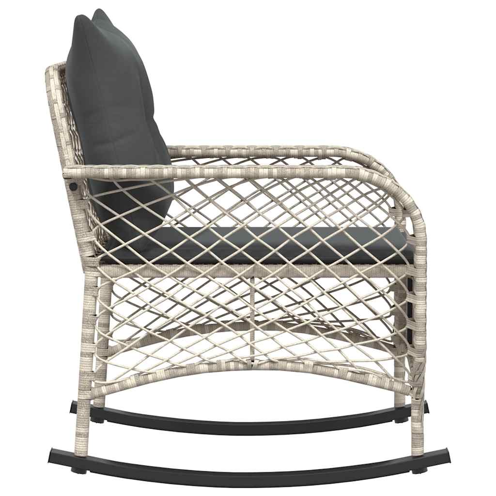 Garten-Schaukelstuhl mit Kissen Schwarz Poly Rattan