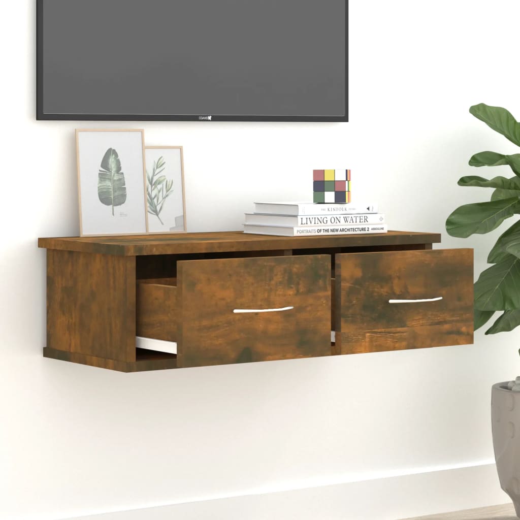 Wand-Schubladenregal Weiß 60x26x18,5 cm Holzwerkstoff