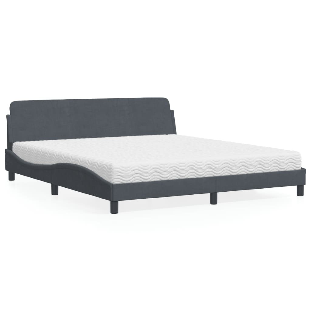 Bett mit Matratze "Dover" Hellgrau 80x200 cm Samt