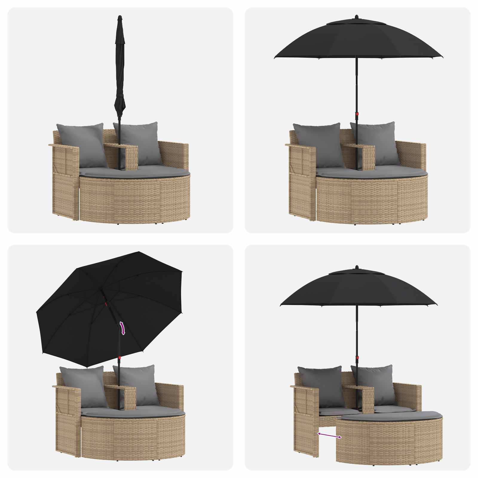 Garten-Sofa mit Kissen 8 pcs Beige und Hellgrau Poly-Rattan