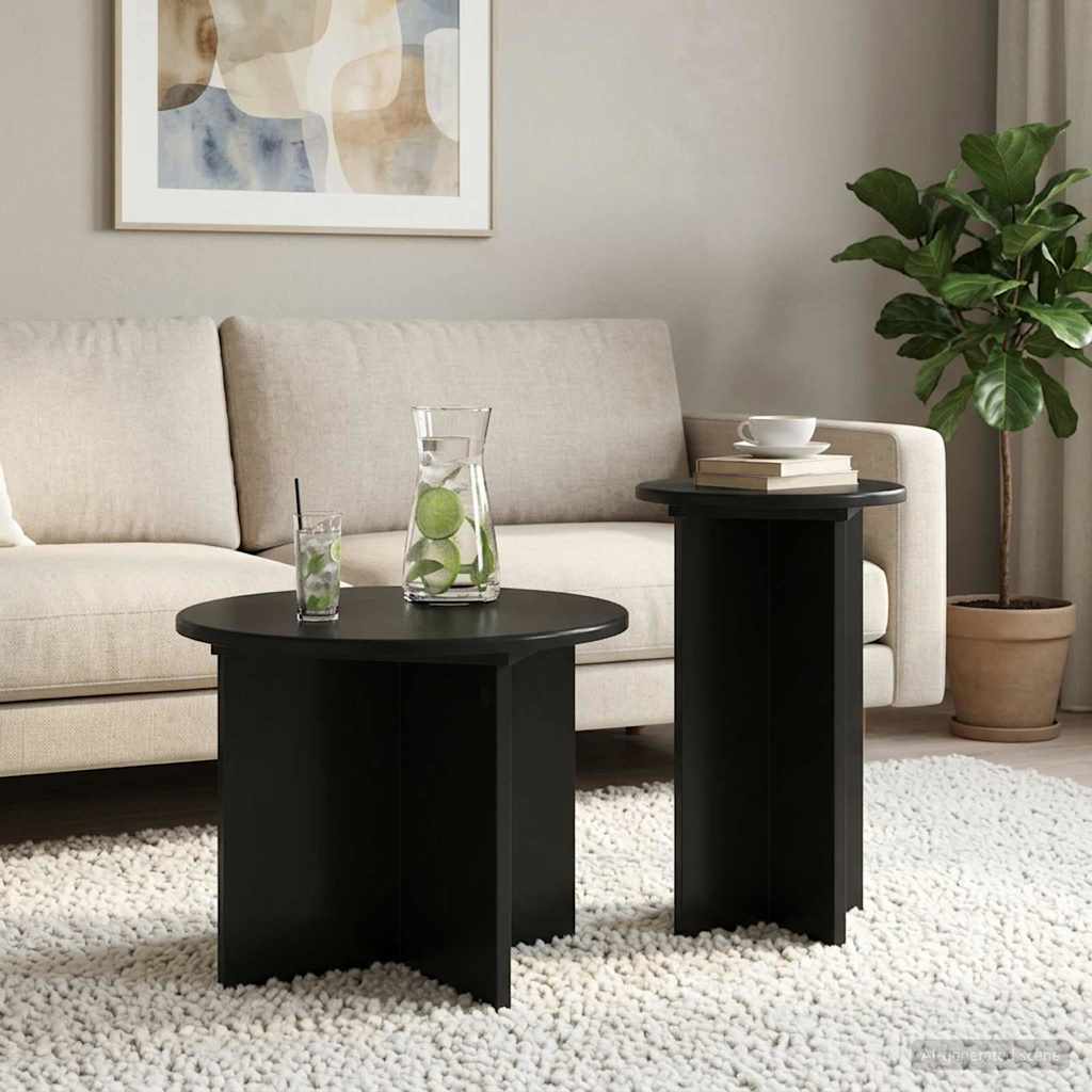 Beistelltisch-Set mit Speicher 2 pcs Weiß Holzwerkstoff