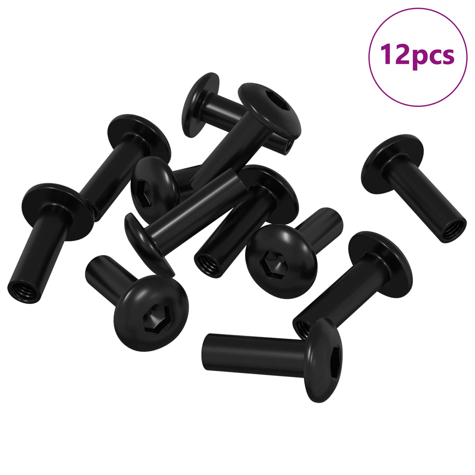 Hülsenmuttern 2 pcs Schwarz M4 x 14,5 mm Metall