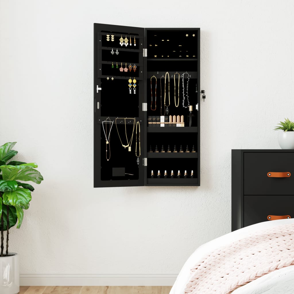 Spiegel-Schmuckschrank mit LED-Beleuchtung Wandmontage Weiß