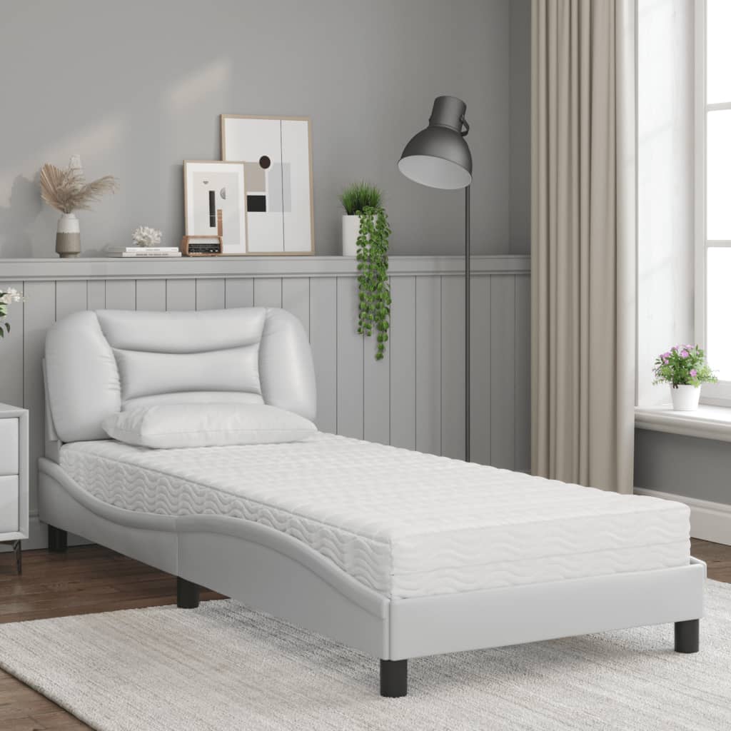 Bett mit Matratze "Hvar" Schwarz 80x200 cm Kunstleder