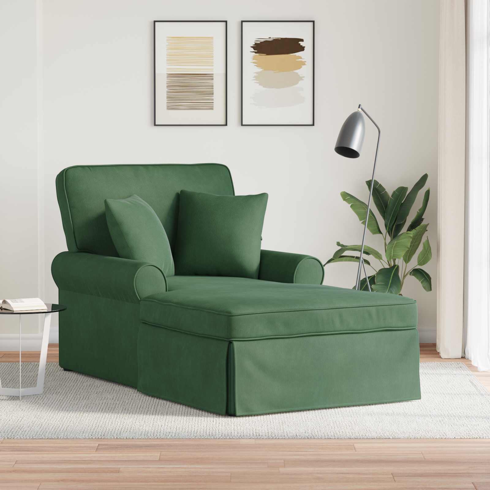 Chaise Lounge mit Rock mit Kissen 3 pcs Hellgrau Cordstoff