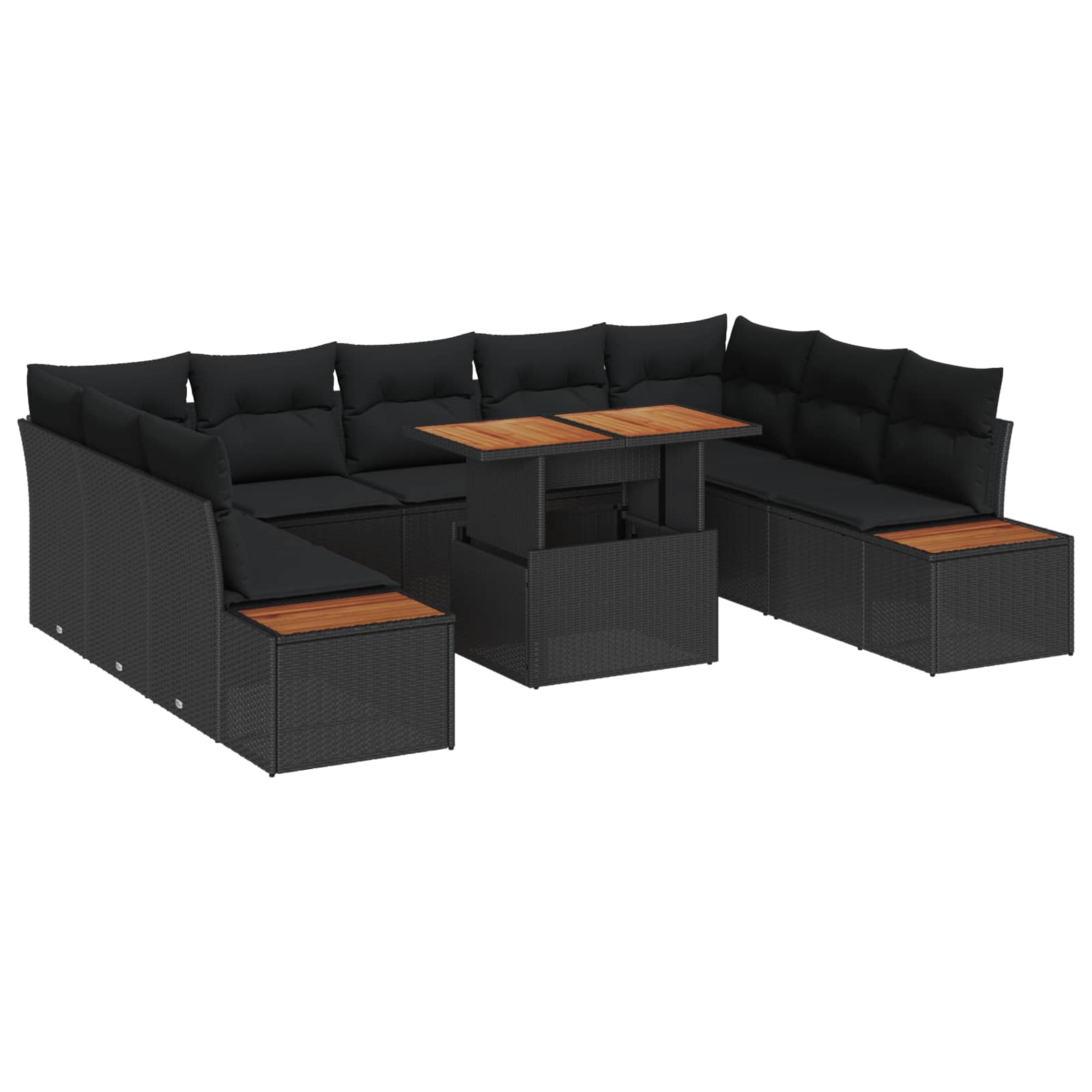 Garten Essgruppe mit Kissen 10 pcs Schwarz und Beige