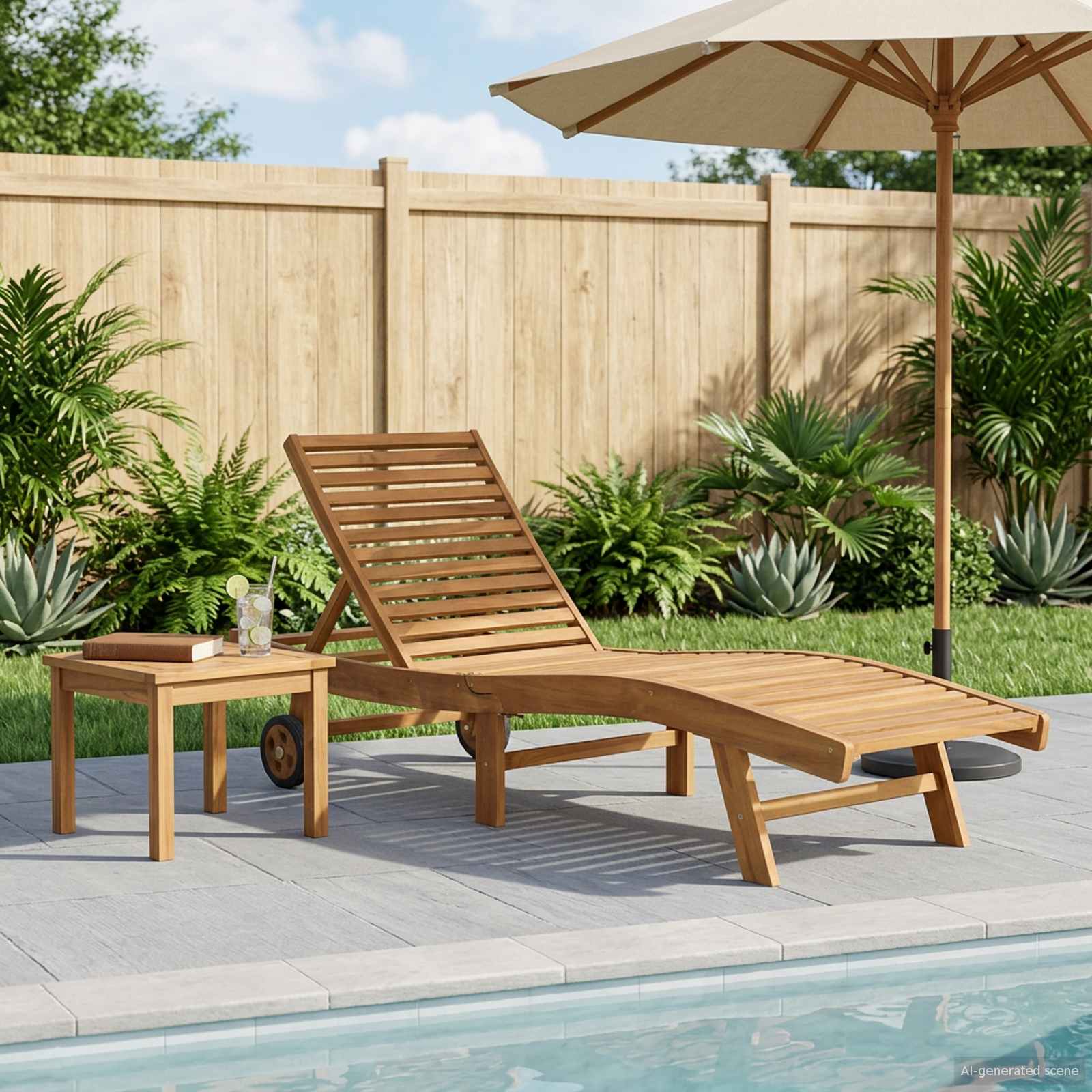 Sonnenliege Braun Massivholz Teak