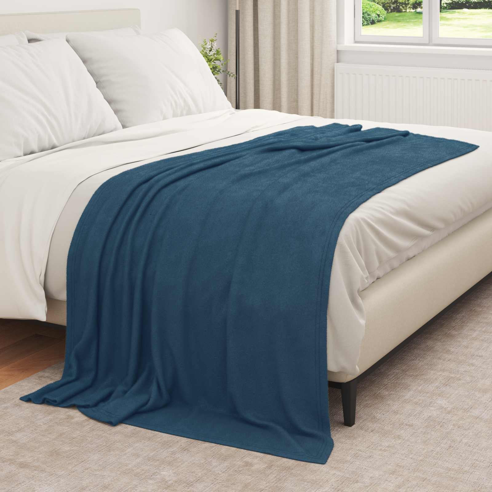 Überwurfdecke Creme 210 x 140 cm Fleece