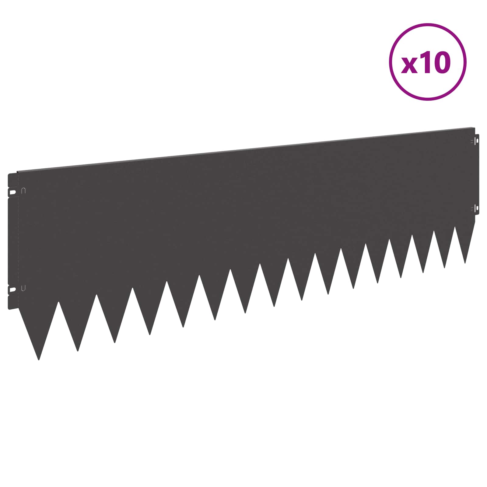 Raseneinfassung 10 pcs 103 x 10 cm Stahl Schwarz