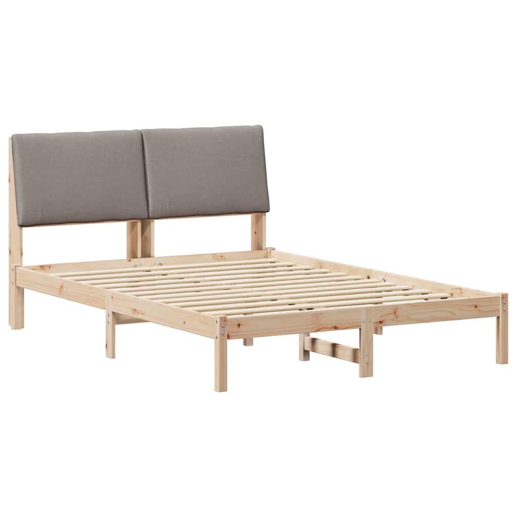 Bettgestell Braun und hellgrau 200 x 200 cm Massivholz Kiefer