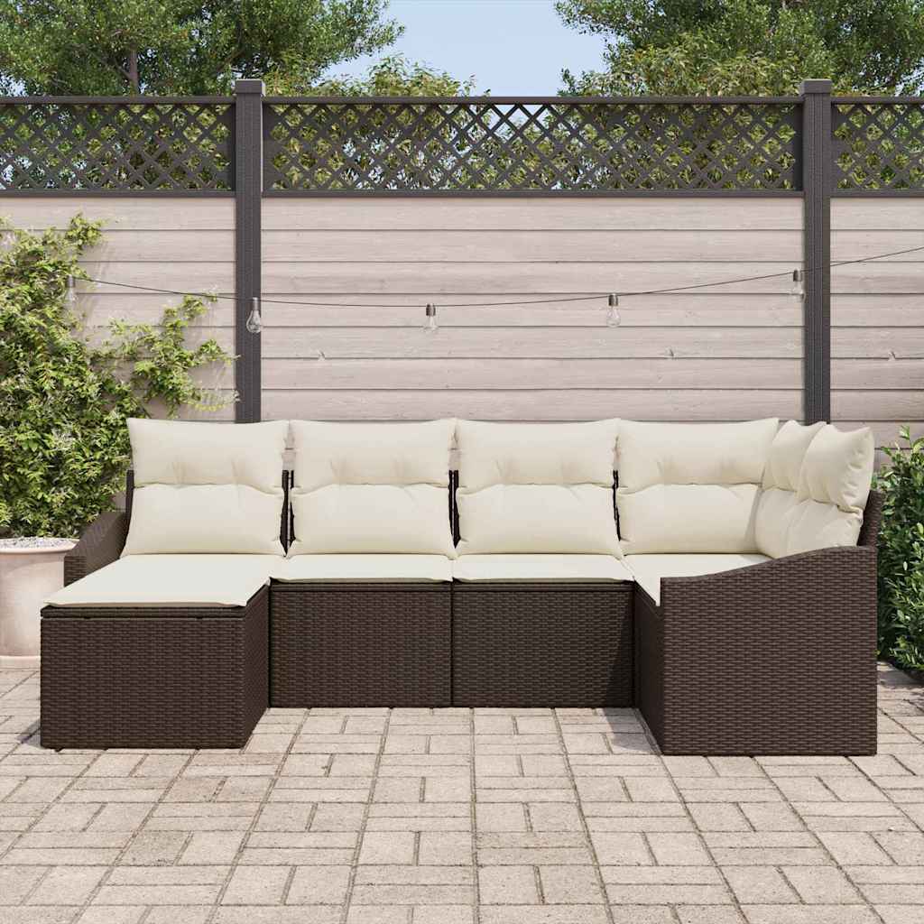 Garten Essgruppe mit Kissen 6 pcs Schwarz und Creme