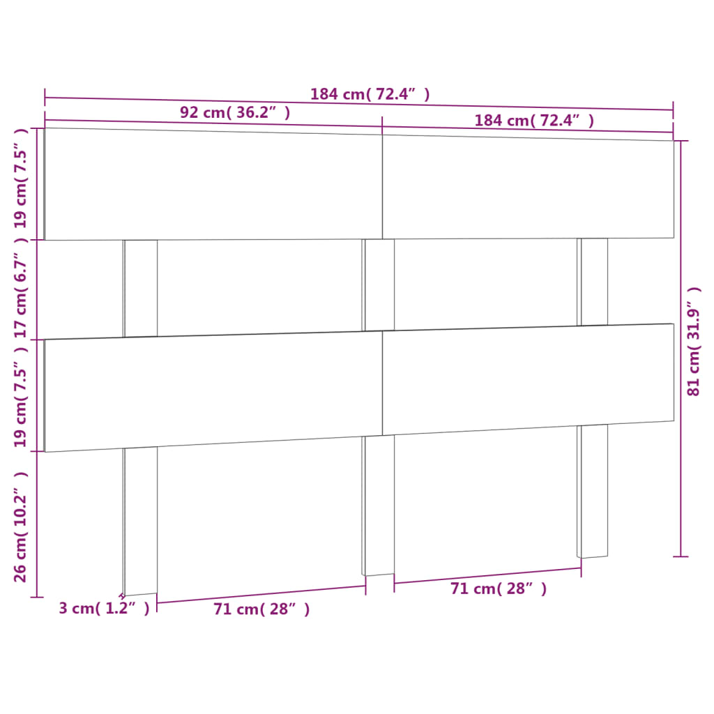 Bett-Kopfteil 78,5x3x81 cm Massivholz Kiefer