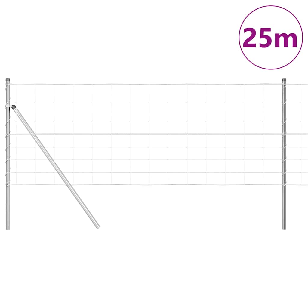 Ground Fix Geschweißter Drahtzaun 25 x 0,8 m Silber Netz