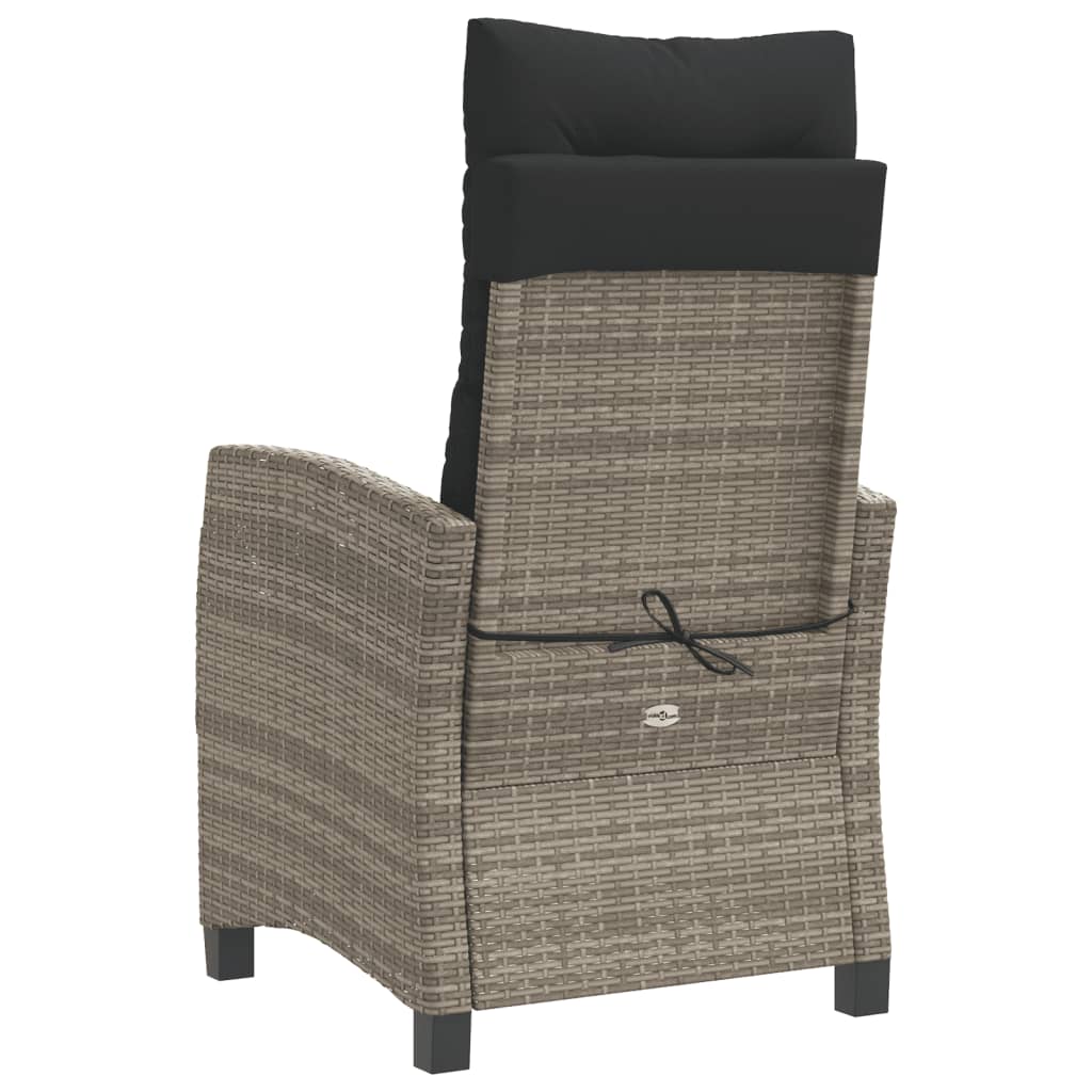 Gartensessel Verstellbar mit Kissen Schwarz Poly Rattan