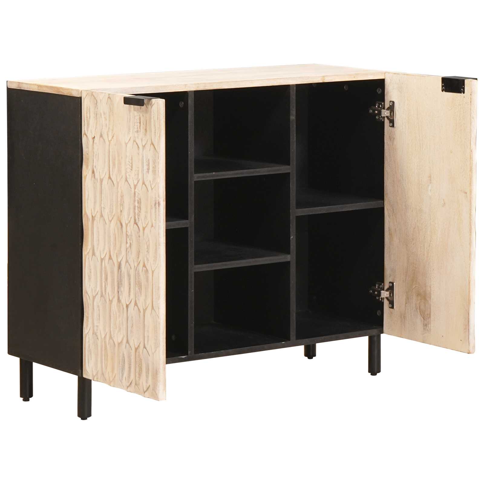 Sideboard mit Regal Weiße gewaschene Oberfläche 90 x 33 x 75 cm