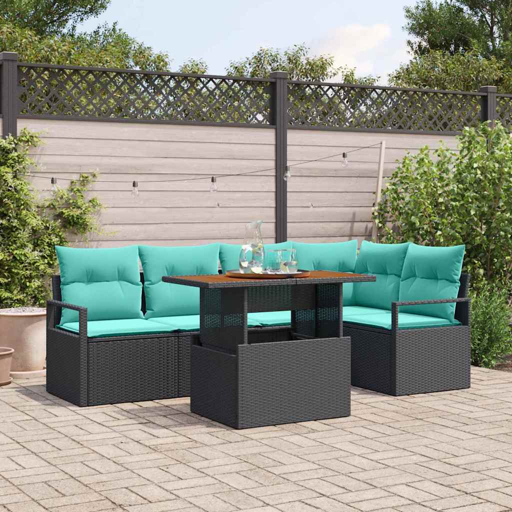 Garten Essgruppe mit Kissen 6 pcs Grau und Marineblau