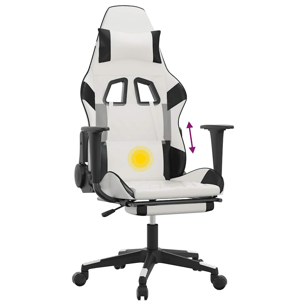 Gaming-Stuhl mit Massagefunktion Schwarz und Blau Kunstleder