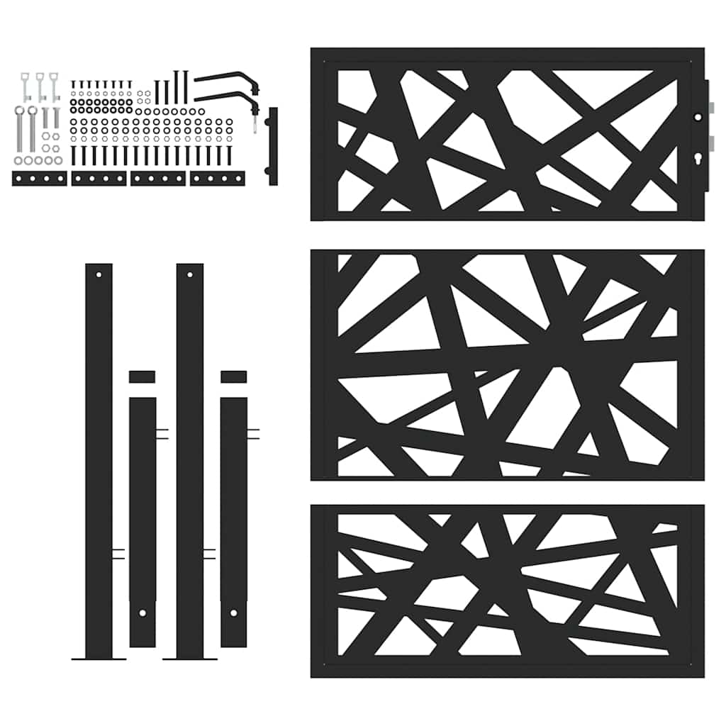Gartentor Schwarz 100x100 cm Stahl Lichtdesign
