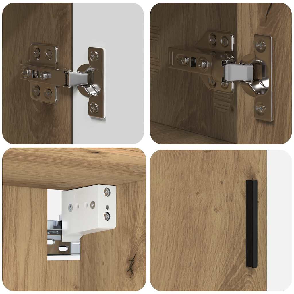 Badezimmermöbel-Set mit Tür 5 pcs Weiß Holzwerkstoff & Metall