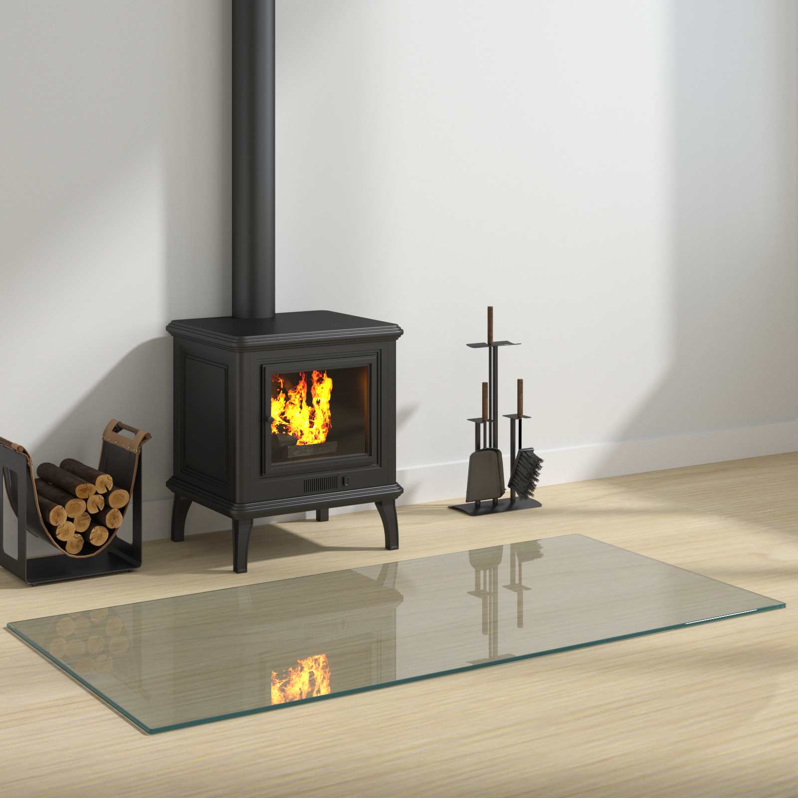 Feuerstelle Glasplatte Transparent 80 x 50 cm Glas