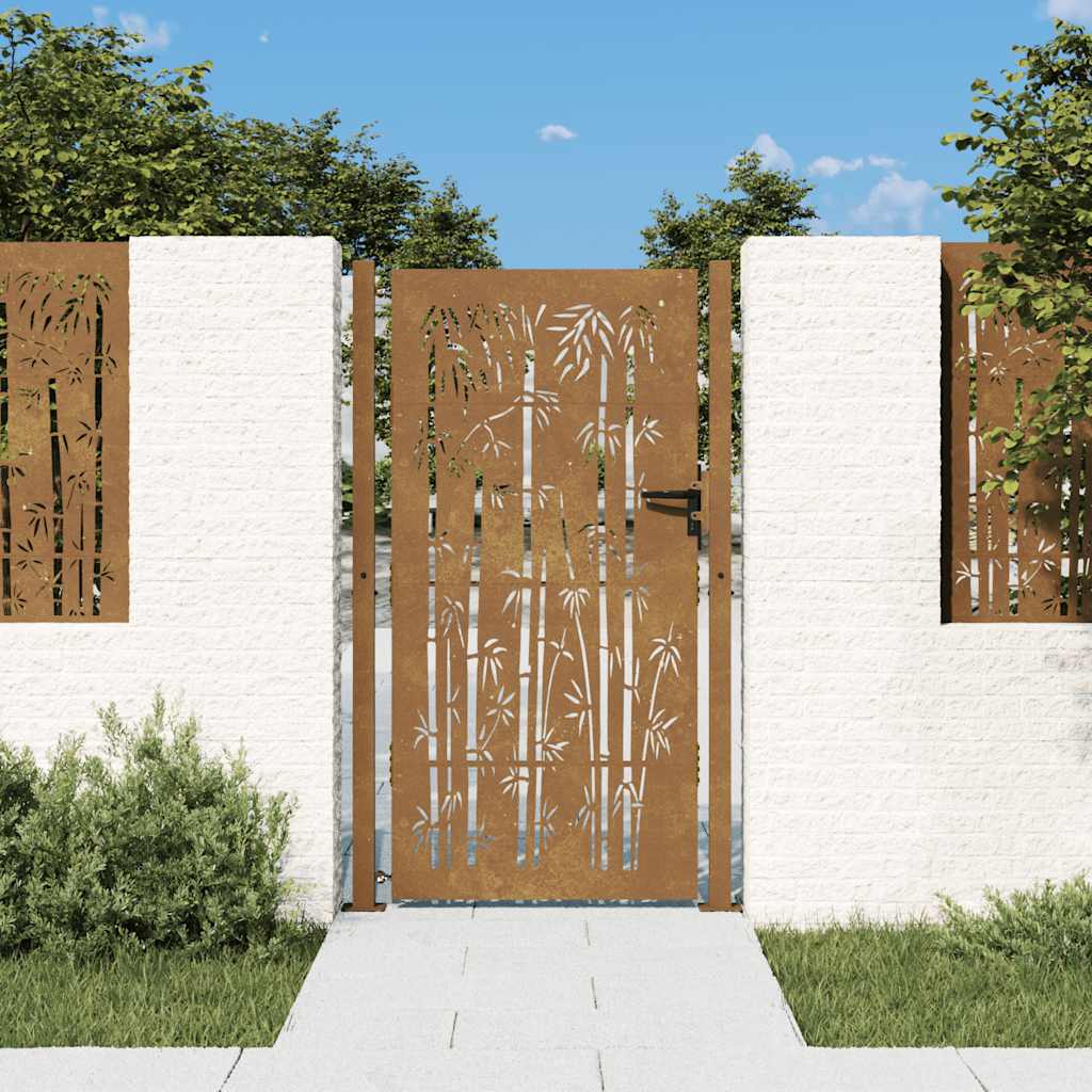 Gartentor 100x75 cm Cortenstahl Bambus-Design
