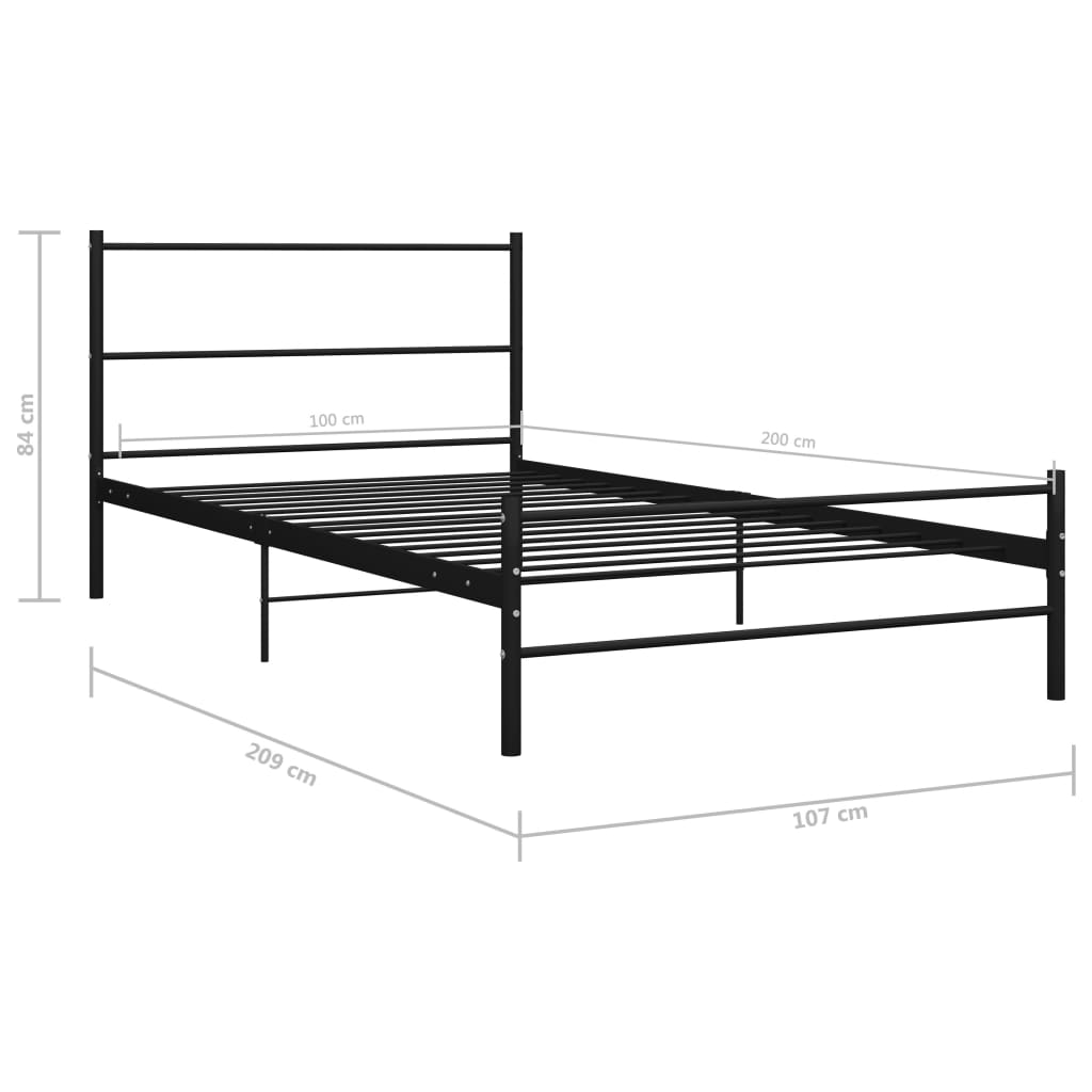 Bettgestell Grau Metall 180×200 cm