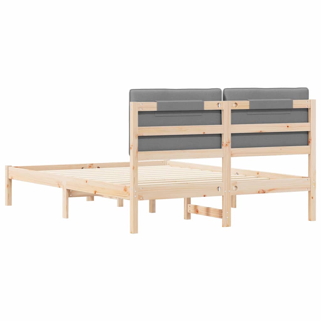 Bettgestell mit gepolstertem Kopfteil Hellgrau 200 x 200 cm