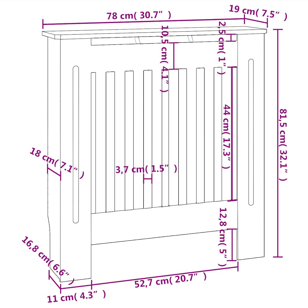Holzwerkstoff Heizkörper-Abdeckung Heizkörperverkleidung 112 cm, weiß