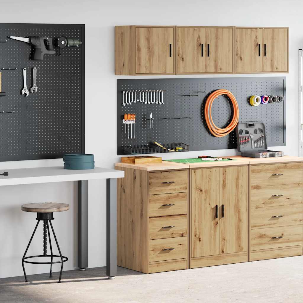 Garagenschränke 2 Stk. Schwarz Holzwerkstoff