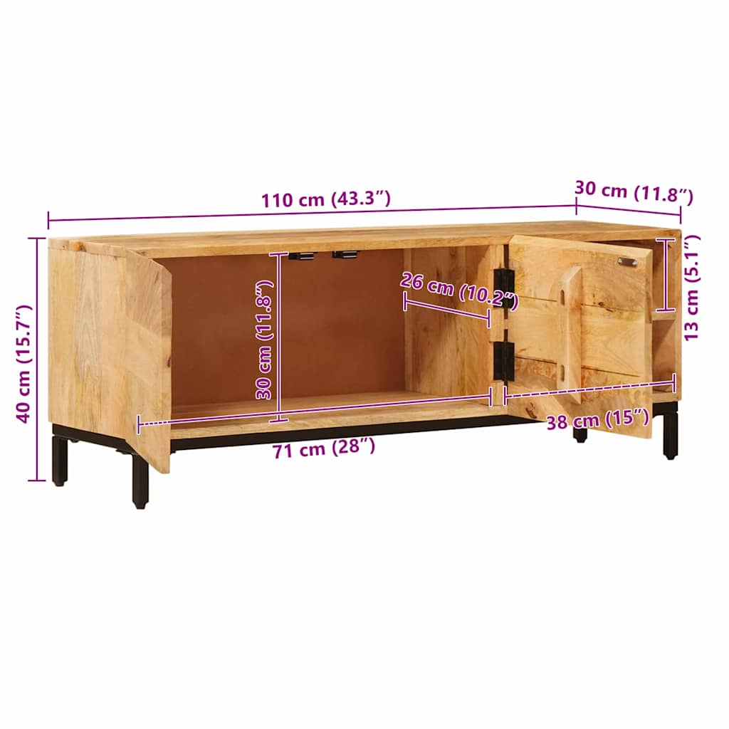 TV-Schrank 145x30x41 cm Massivholz Mango